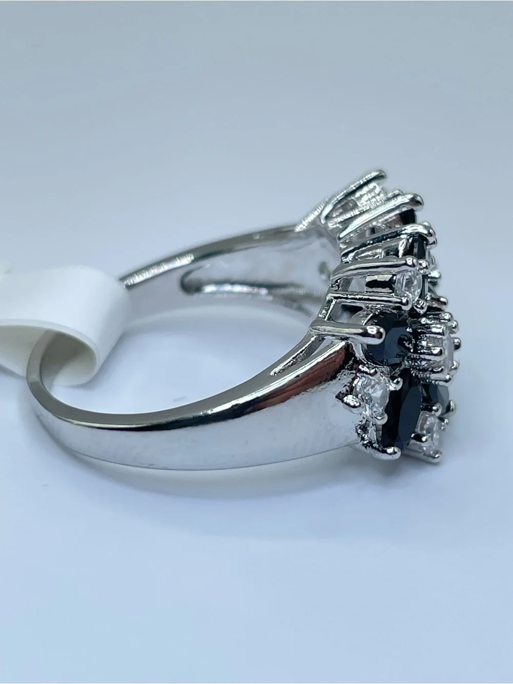 Swarovski Crystal Elements Black White Crystal Floral Cluster Ring Sz 9
